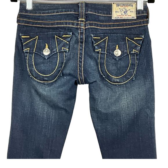 True Religion Womens Jeans Joey Twisted Seam Flare Leg Bootcut Dark Wash 26 x 32 - Picture 11 of 16